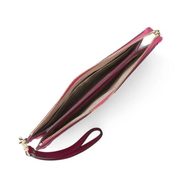 NWT Michael Kors Perforated Medium Gusset Leather Wristlet Ultra Pink w/GoldTone - Picture 4 of 5